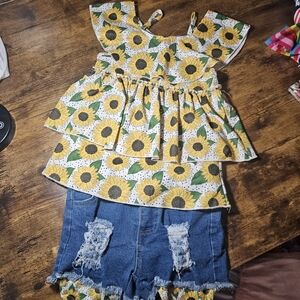 Sunflower Ruffle Girls' Matching Set - Yellow